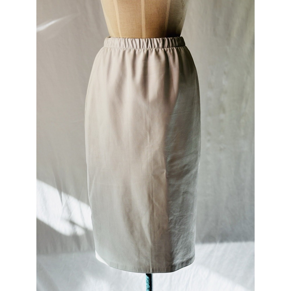 Vintage 80’s Sexy White Genuine Leather Pencil Skirt ‎ SIZE M